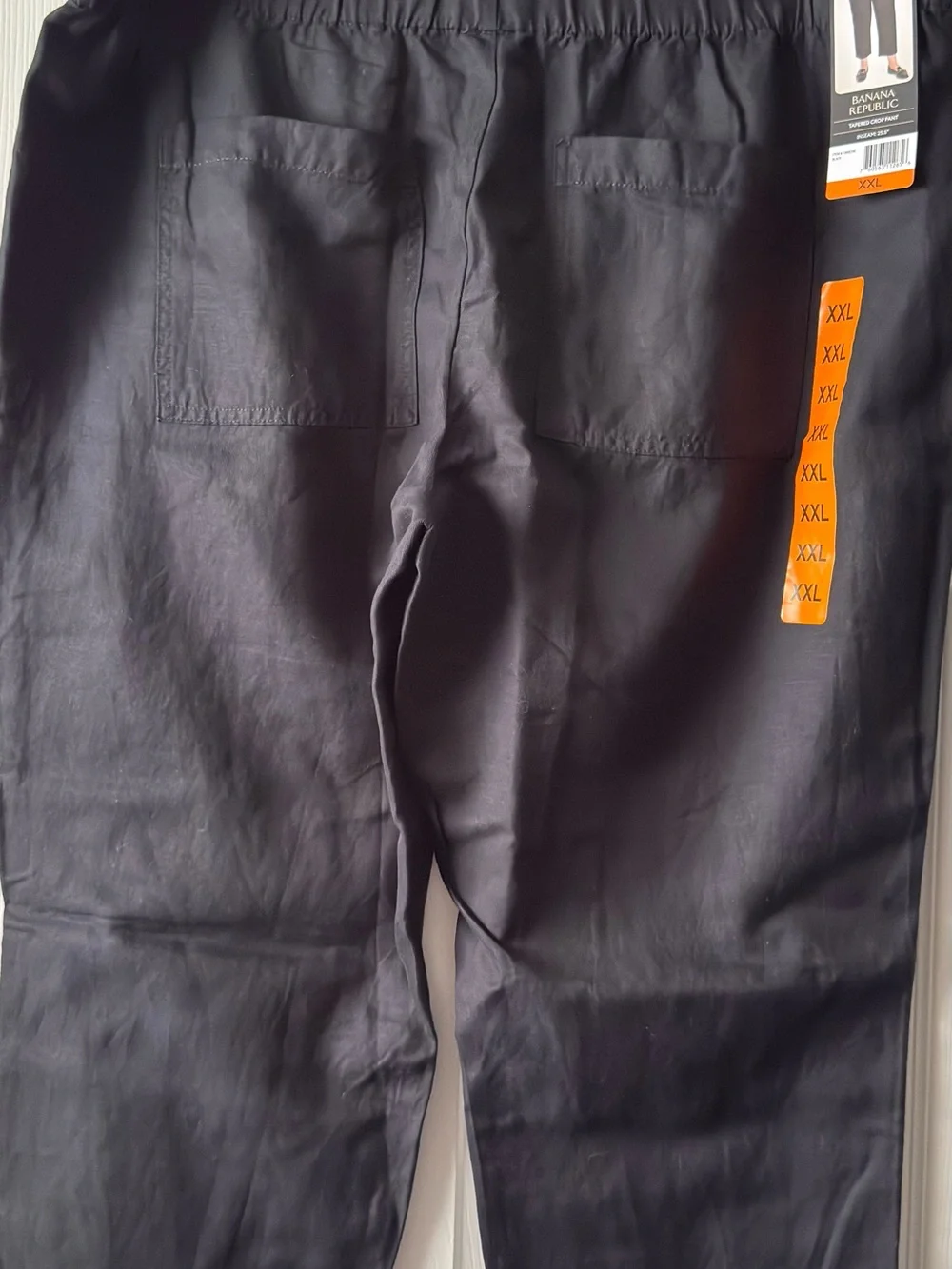 NWT Banana Republic Womens Black Tapered Crop Elastic-Waist Pants
